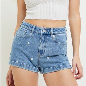 Pacsun Raining Daisy Denim Mom Shorts